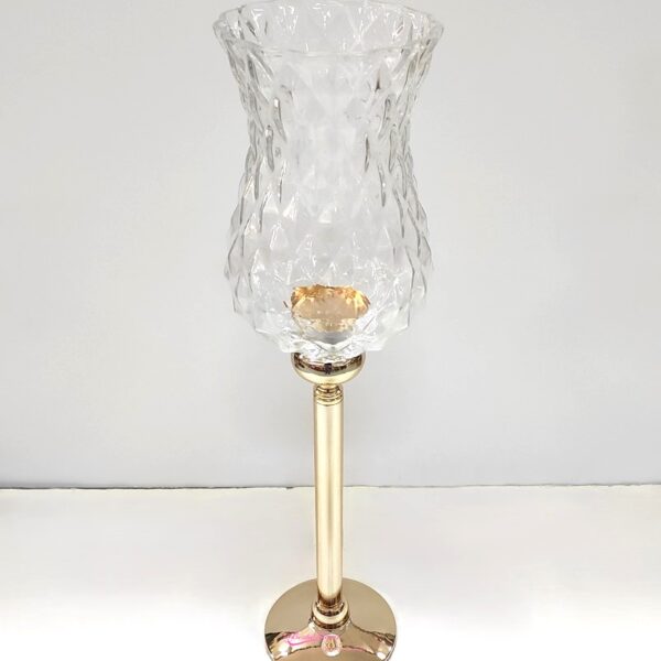Castiçal Ouro H60cm C/vidro Trabalhado