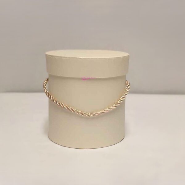 Caixa Redonda 12x12cm C/Cordão Creme