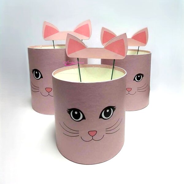 Conj. 3 Cx de Cartão "Gato" Rosa 19x19