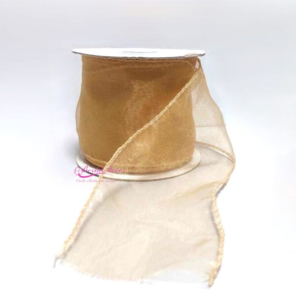 Organza Ribbon 8cmx25mt Ouro Claro