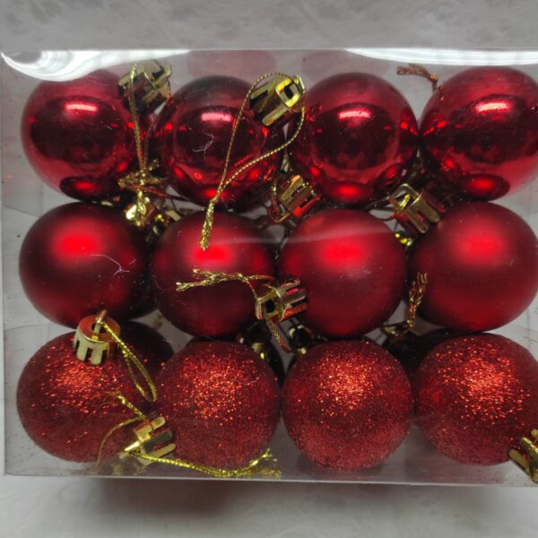 Cx. 24 Bolas de Natal 4cm Vermelho