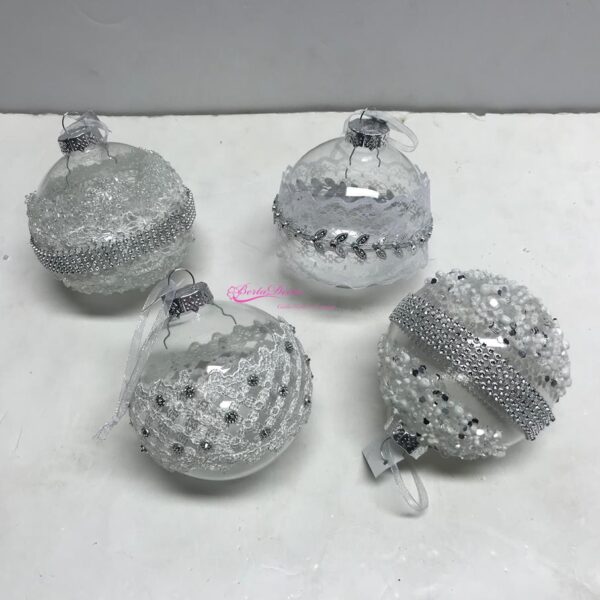 Bola de Vidro Decorada P/Pendurar 8cm Und.