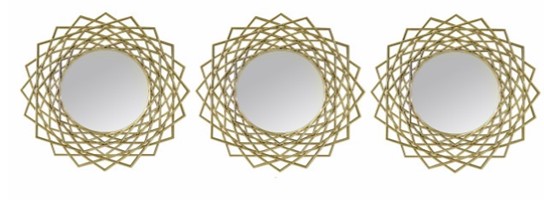 Conj. de 3 Espelhos 25cm Champagne