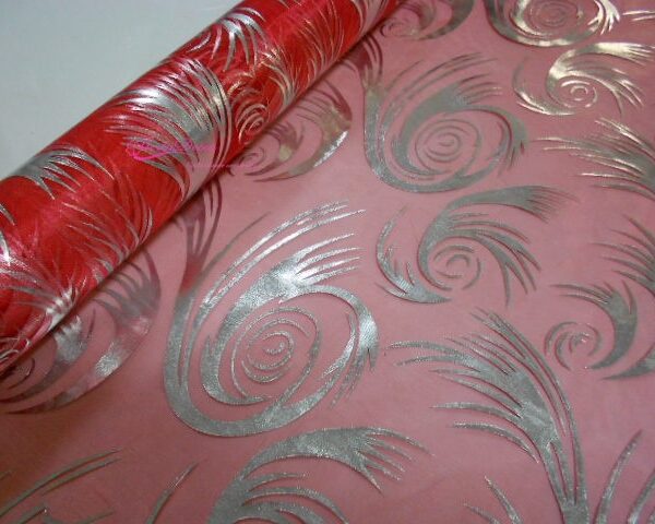 Rolo de Organza Vermelho C/Motivos