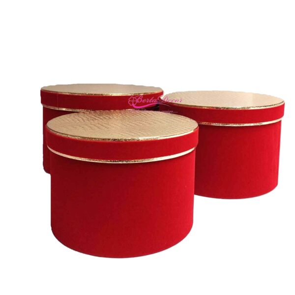 .Conj. 3 Cxas  Veludo c/ tampo Dourado / de marmore Vermelho