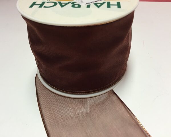 Fita Organza Lurex C/rebordo Dourado Castanho 60mmx25mts