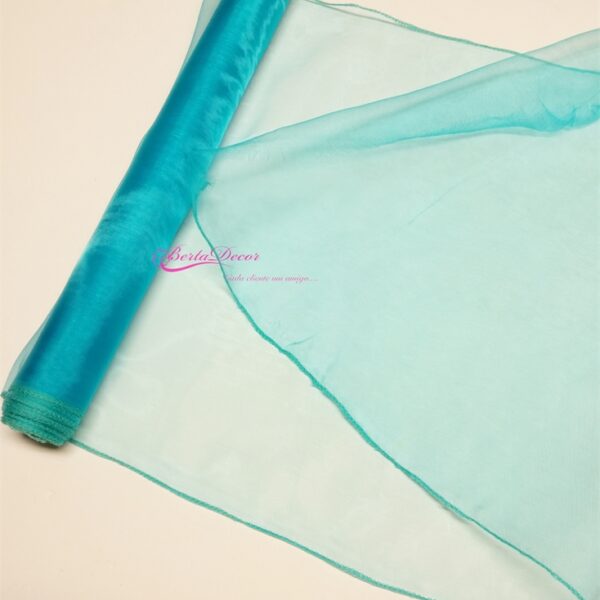 Rolo Organza 36cmx9mt Azul Turquesa