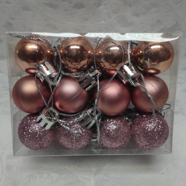 Cx. 24 Bolas de Natal 2.5cm Rosa