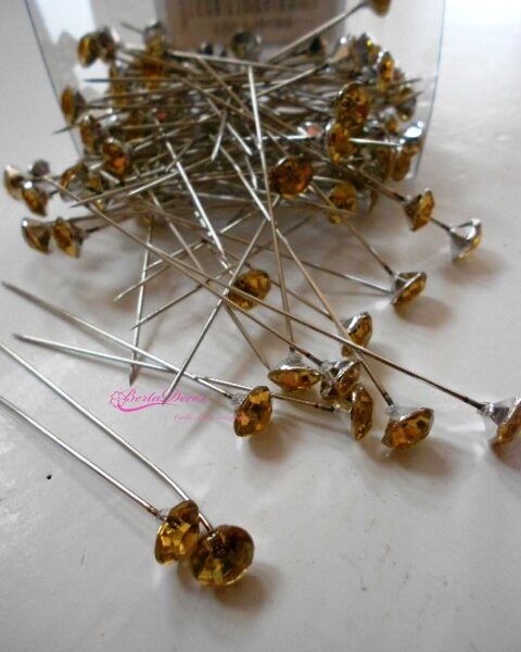Cx.100 Alfinete Diamante 8mmx6cm Ouro