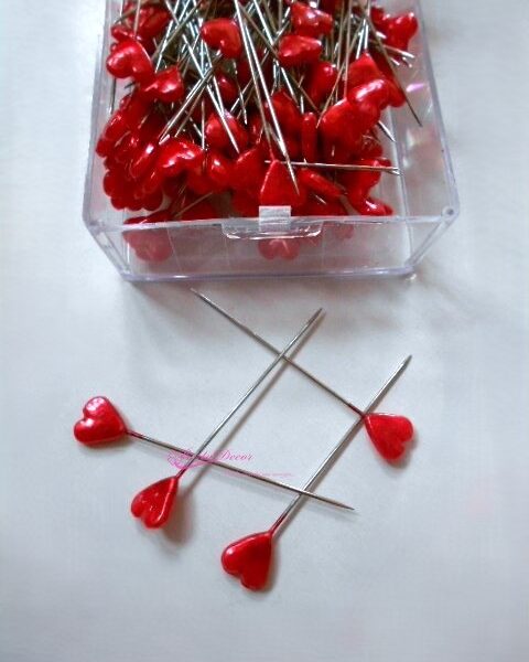 Cx. 144 Pins Coração Vermelho