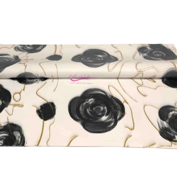 Pac. 20 Folhas 58x58  Branco  Rosas Pretas