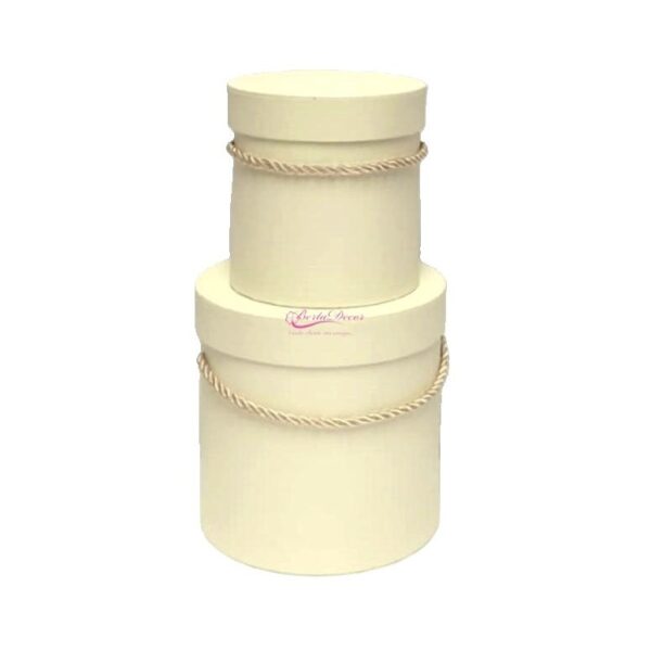 Conj.2 Cxas Redondas17/12cm C/Cordão Creme