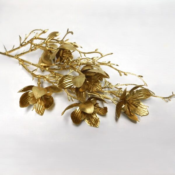 Plastic MIni Orchid Spray Dourado