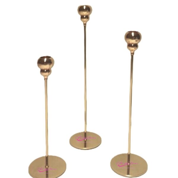 Conj. 3 Castiçais Dourados 39/29/24 D2.5cm