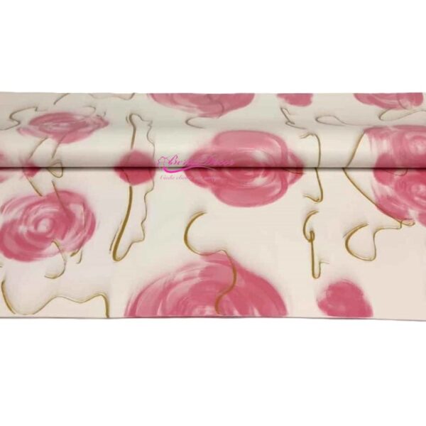 Pac. 20 Folhas 58x58  Branco  Rosas Rosa