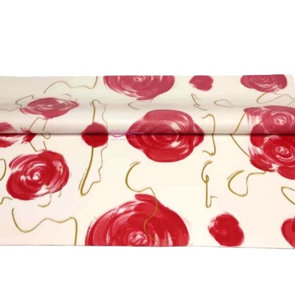 Pac. 20 Folhas 58x58  Branco C/ Rosas Vermelhas