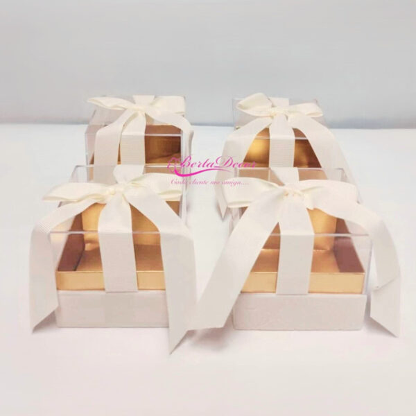 Pac. 4 Caixas Quadradas 8x8 c/ tampa Acrilica Creme