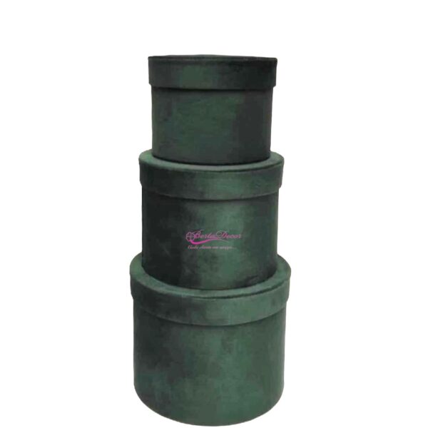 Conj. 3 Cxas. em Veludo 18x16x14 Verde