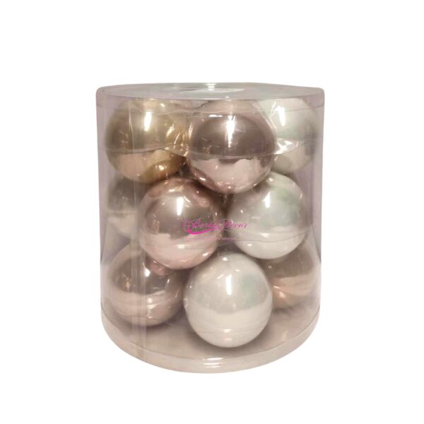 Cxa. Bolas 10cm 15 Bolas Creme Rosa/Brancas