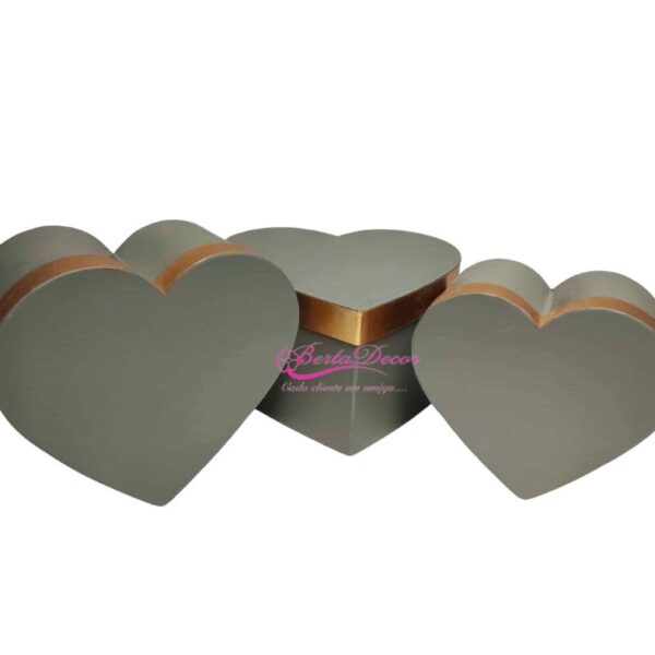 Cxa. Cinza em Forma de Coração 20x37x10 3 pcs