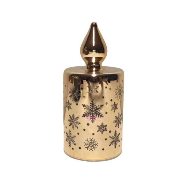 Castiçal Vela Ouro c/Luz 10x8x18cm