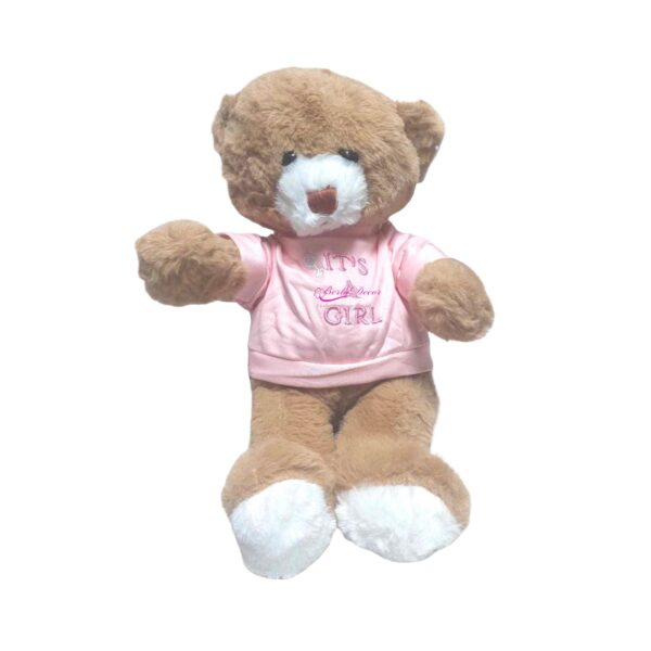 Urso em Peluche  Castanho C/ T-shirt Rosa