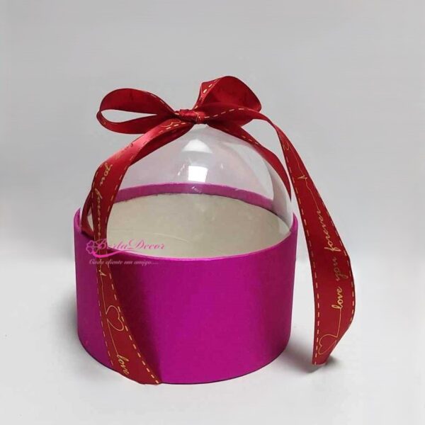 Cxa. Acetinada 13,5x13.5 Tipo Redoma Fuxia